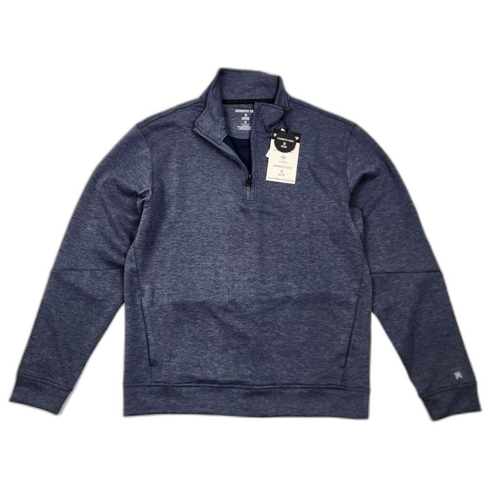 Kenneth Cole New York Scuba Soft Quarter Zip Jacket Navy Heather Men Size M